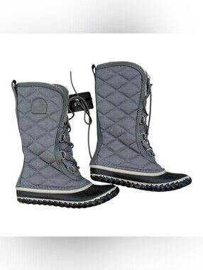 Sorel Gray Quilted Lace-Up Winter Boots